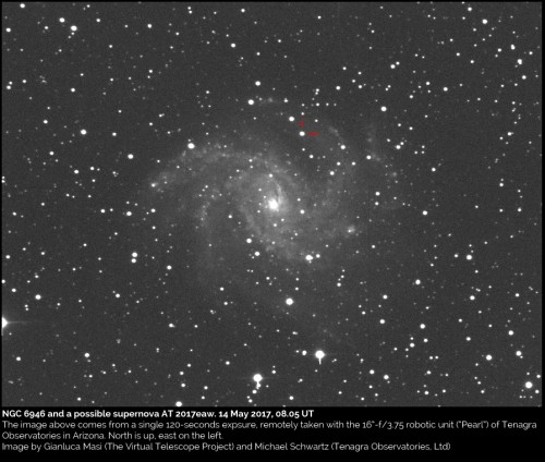 NGC 6946 e la supernova SN 2017eaw. 14 maggio 2017