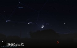 Congiunzione Luna - Giove, giorno 1 ore 00:01