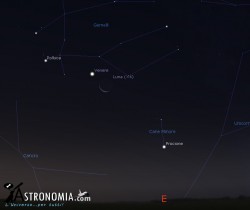 Congiunzione Luna - Venere, giorno 19 ore 5