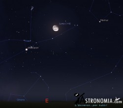 Congiunzione Luna - Pleiadi, giorno 8 ore 23