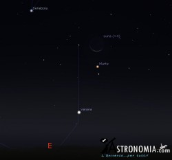 Congiunzione Luna - Venere - Marte, giorno 17 ore 6