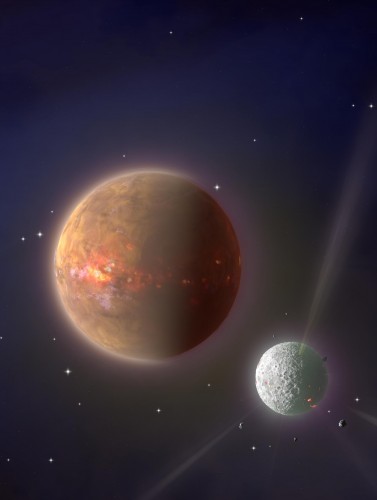 L’immagine illustra la fase avanzata della formazione planetaria (protopianeti) e degassificazione di elementi volatili che ha avuto luogo quando si sono formati i pianeti rocciosi del Sistema solare. Crediti: Ashley Norris, Oxford University