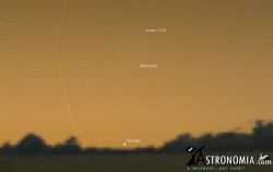 Congiunzione Luna - Venere - Mercurio, giorno 17 ore 7