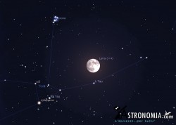 Congiunzione Luna - Pleiadi, giorno 2 ore 20:45