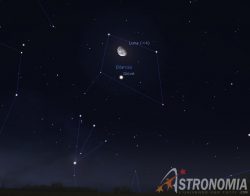 Congiunzione Luna - Giove, giorno 7 ore 2