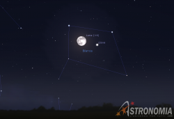 Congiunzione Luna - Giove, giorno 30 ore 22