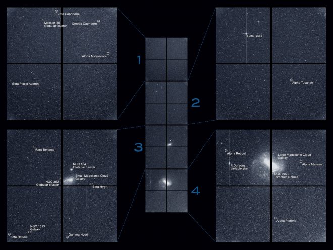 Il cielo del Sud visto da TESS.Crediti: NASA / MIT / TESS