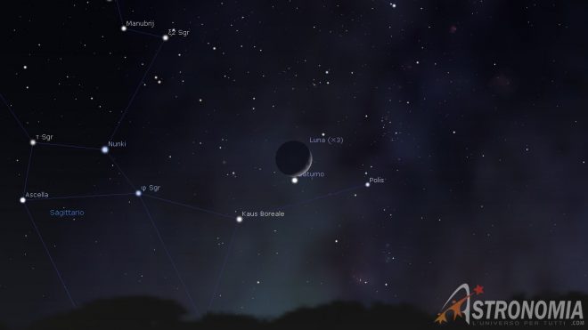 Congiunzione Luna - Saturno, giorno 11 ore 19