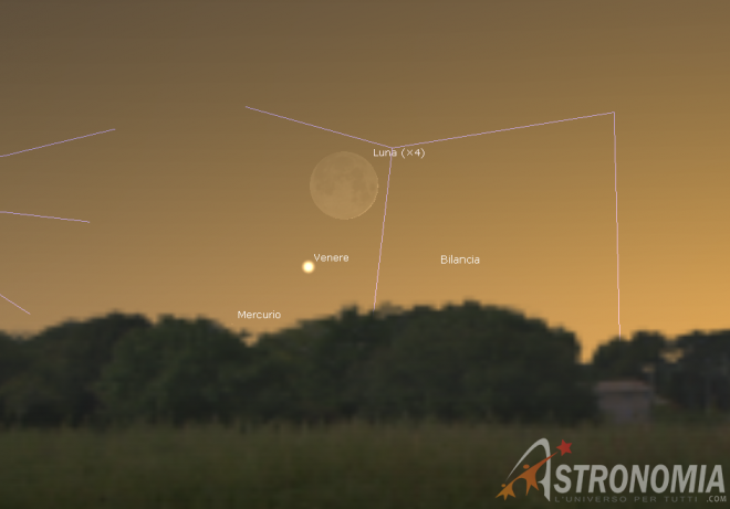 Congiunzione Luna - Venere, giorno 29 ore 17:30
