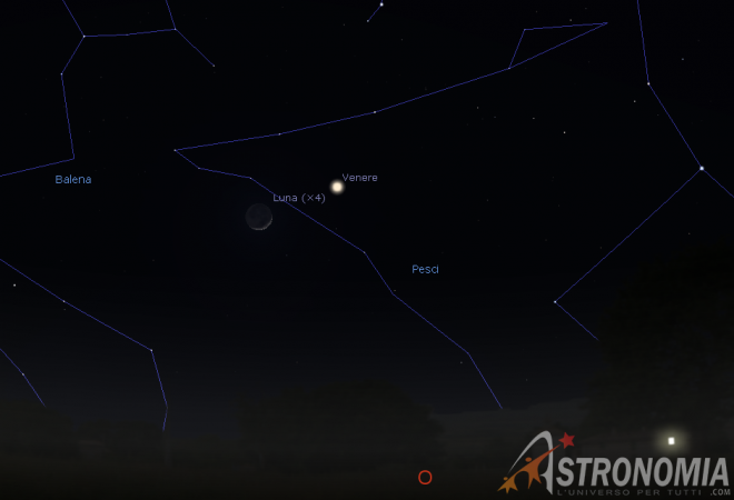 Congiunzione Luna - Venere, giorno 27 ore 20:00