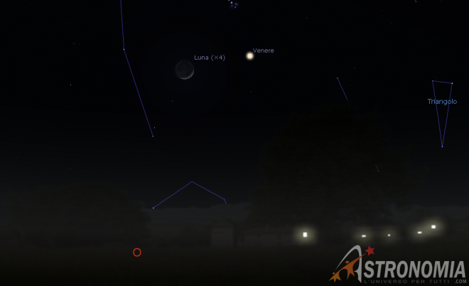 Congiunzione Luna - Venere, giorno 28 ore 20:30