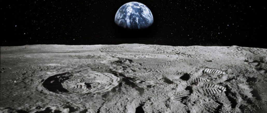 Immagine prospettica di Luna-Terra