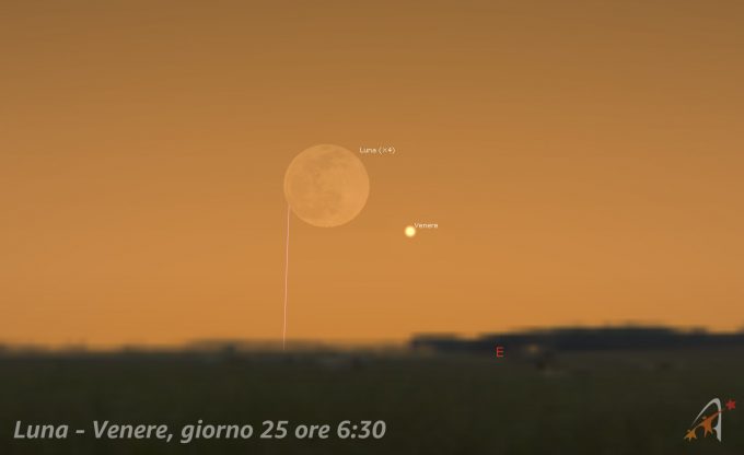 Congiunzione Luna - Venere, giorno 25 ore 06:30