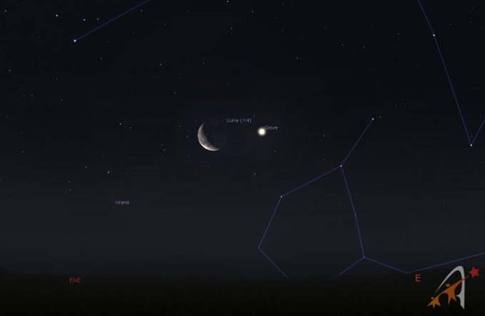 Congiunzione Luna - Giove, giorno 12 ore 2:30