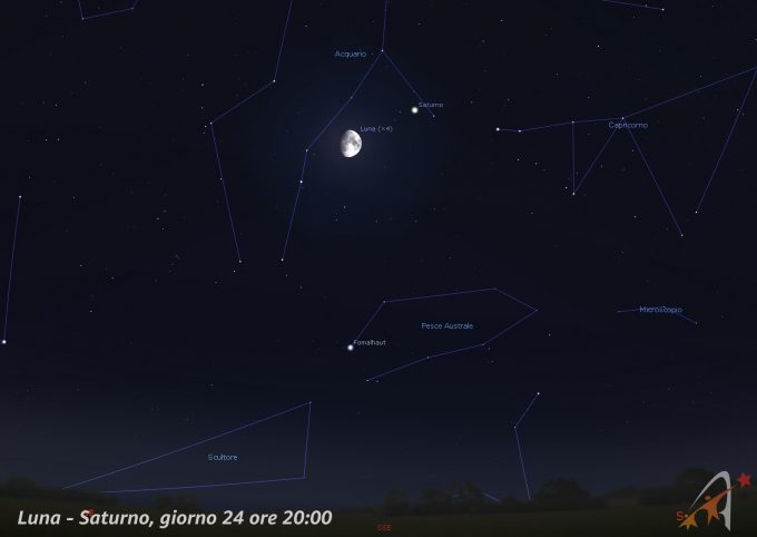Congiunzione Luna - Saturno, giorno 24 ore 20
