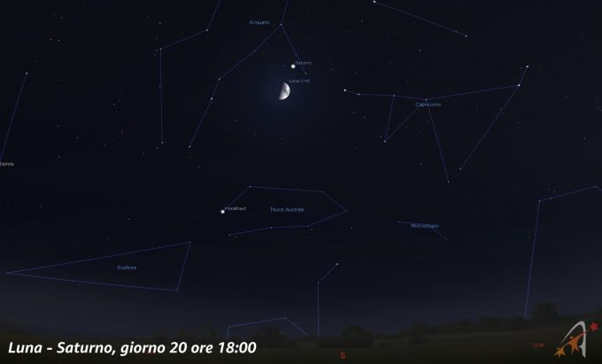 Congiunzione Luna - Saturno. giorno 20 ore 18