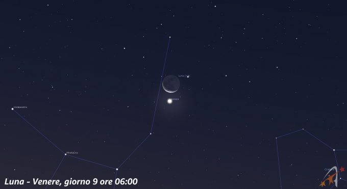 Congiunzione Luna - Venere. giorno 9 ore 6