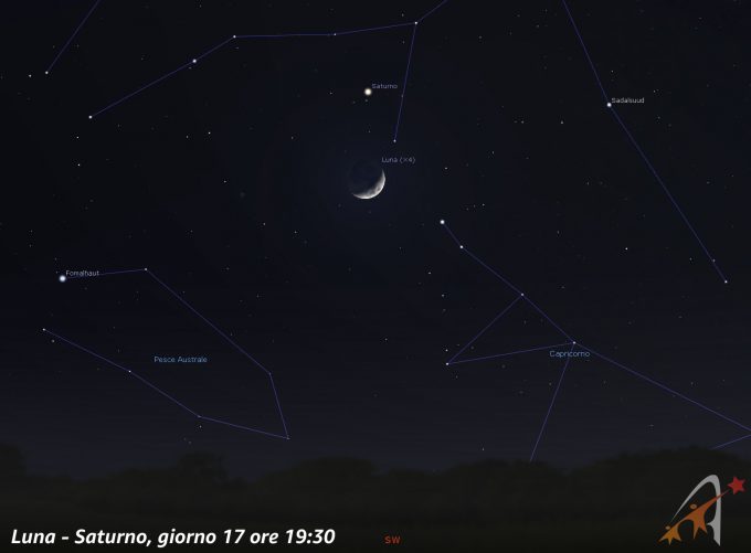 Congiunzione Luna - Saturno. giorno 17 ore 19