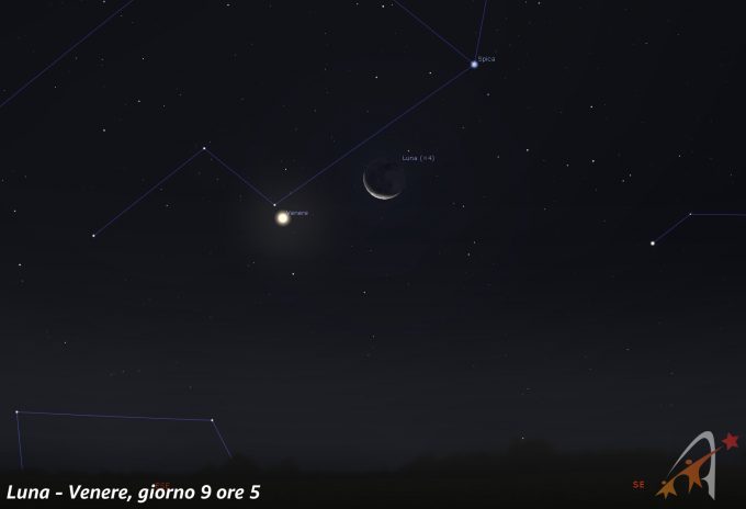 Congiunzione Luna - Venere. giorno 9 ore 5