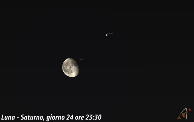 Congiunzione Luna - Saturno, giorno 24 ore 23:30