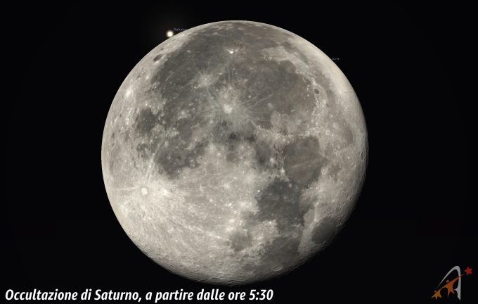 Occultazione Luna - Saturno, giorno 21 ore 5:30