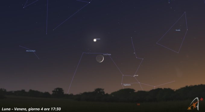 Congiunzione Luna - Venere, giorno 4 ore 17:30
