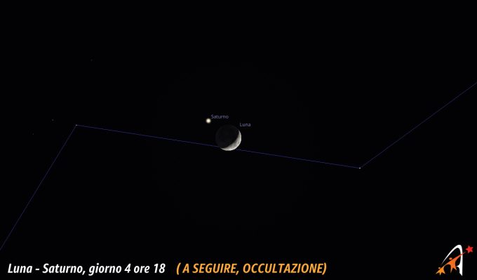 Congiunzione Luna - Saturno, giorno 4 ore 18