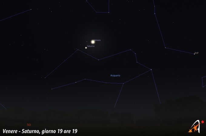 Congiunzione Venere - Saturno, giorno 19 ore 19