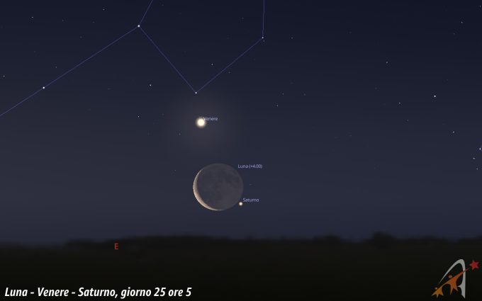Luna - Venere - Satuno, giorno 25 ore 5