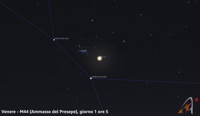 Congiunzione Venere - M44, giorno 1 ore 5