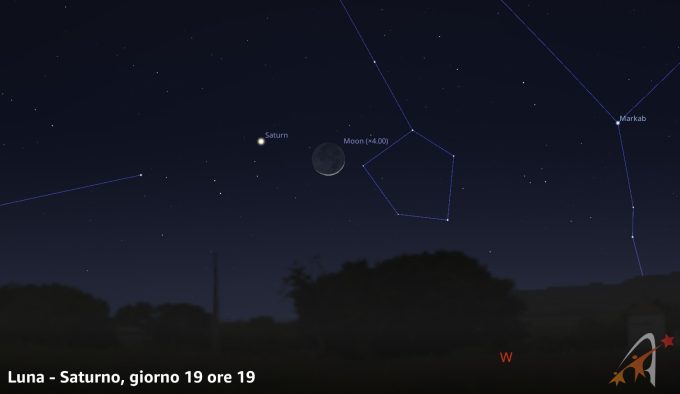 Congiunzione Luna - Saturno , giorno 19 ore 19